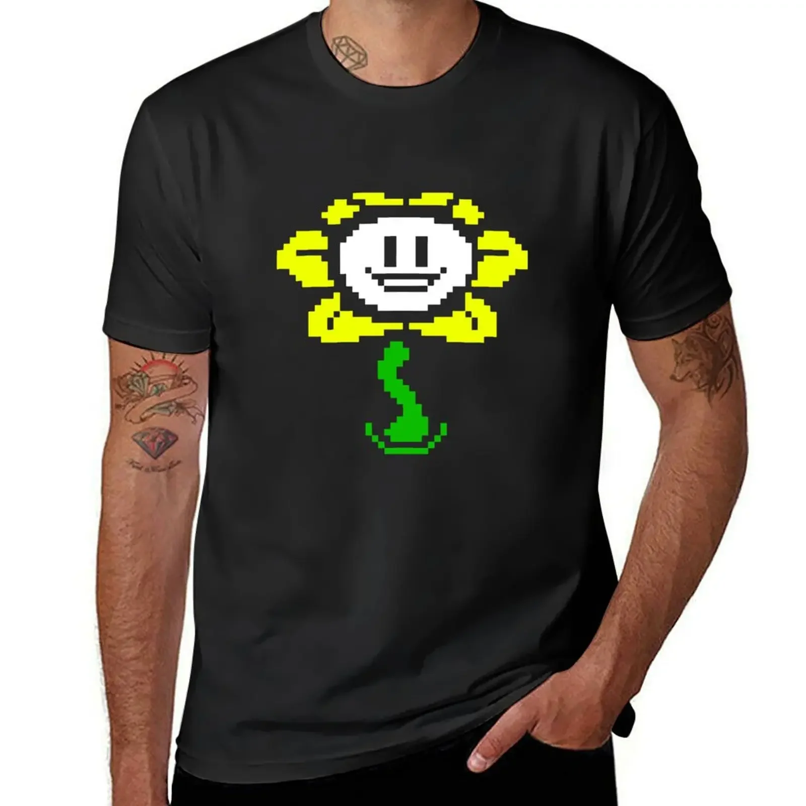 Flowey Undertale Sprite Flower Undertale Male Medium Royal Blue T-Shirt anime vintage t shirts fitted t shirts for men