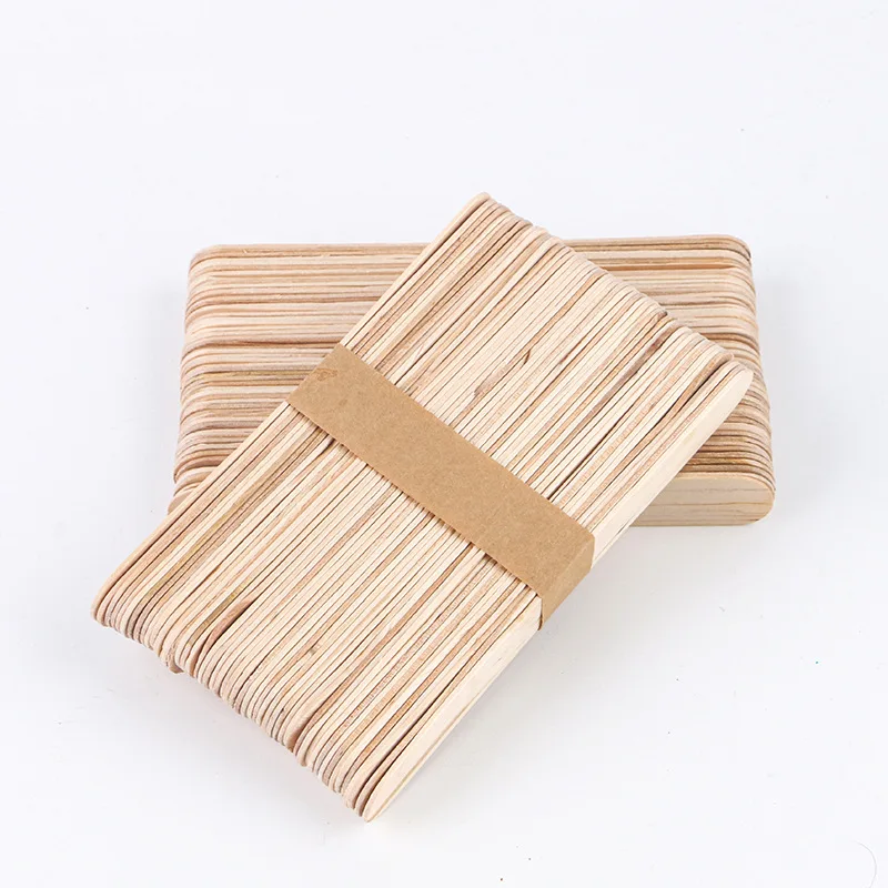 New 50pcs Ice Cream Popsicle Sticks Natural Wooden Sticks Ice Cream Spoon Hand Crafts Art Ice Cream Lolly Cake Tools