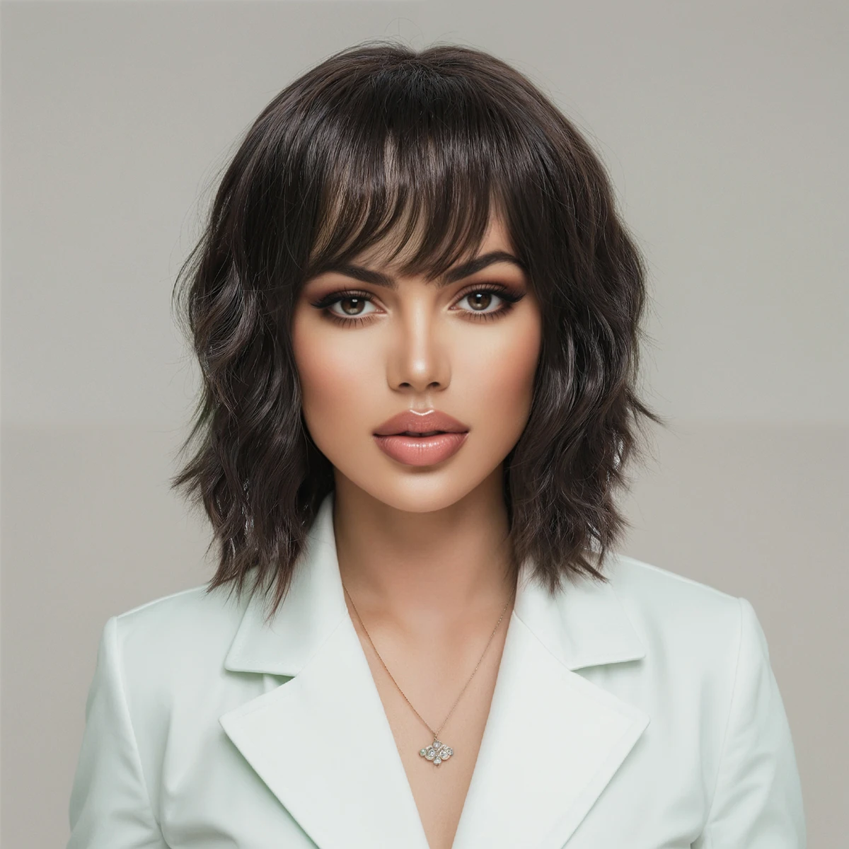 

European and American Feng Shui ripple gradient short curly wig for women's head Synthetic fiber wigcover
