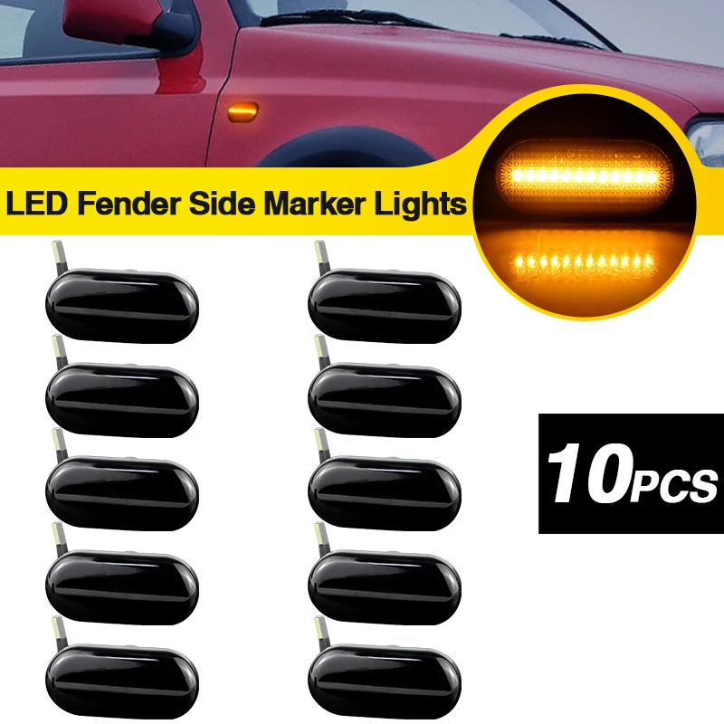10-個サイドマーカーライト日産フロンティアカミオネス-np300-ナバラ-d40-04-19-ダイナミック-led-ウインカー点滅インジケーターブリンカー