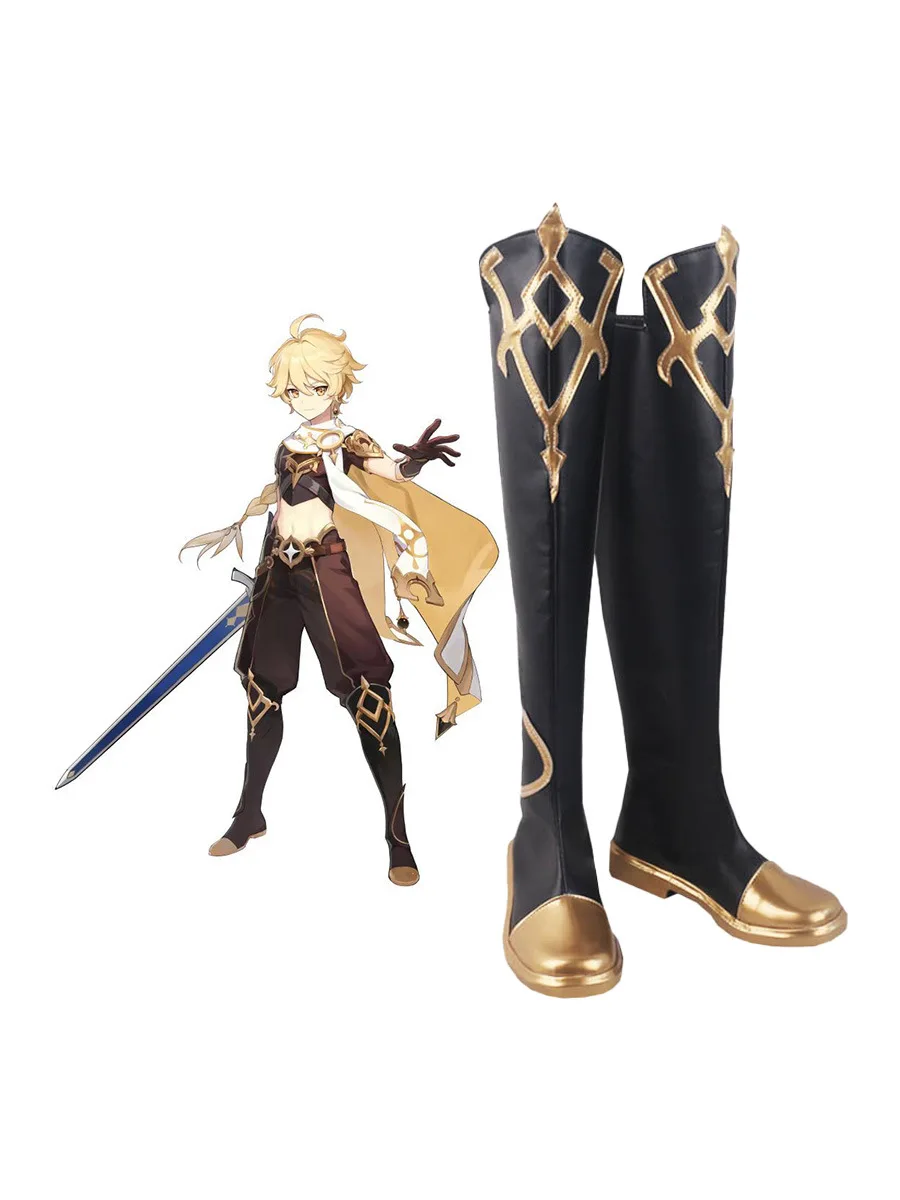 Genshin Impact Traveler Aether Cosplay Shoes Kong Custom Made Boots