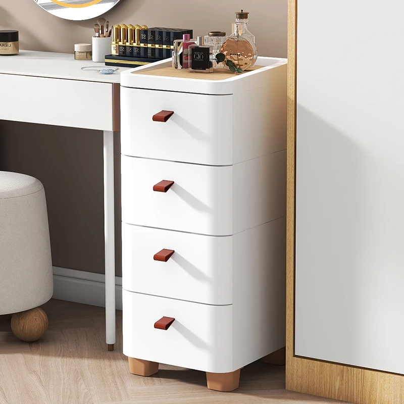 Narrow Multi-layer Drawer Style Storage Cabinet for Kitchen And Bathroom  Organizer Plastic Floor-standing Rectangular Shape