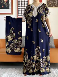 New  African Lady Summer Short Sleeve Dashiki Dresses Printed Loose Boubou Maxi Islam Women Casual Dress African Abaya Clothes