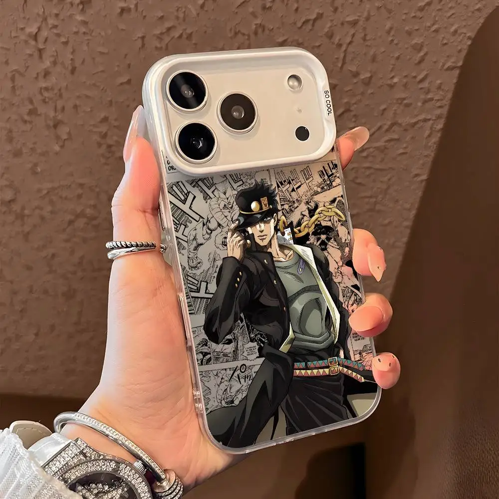 أنيمي J-JOJO حافظة هاتف رائعة آيفون 17 16 15 14 13 12 11 برو ماكس الهواء متعدد الألوان ماتي ليزر معدني أورورا فوندا #4