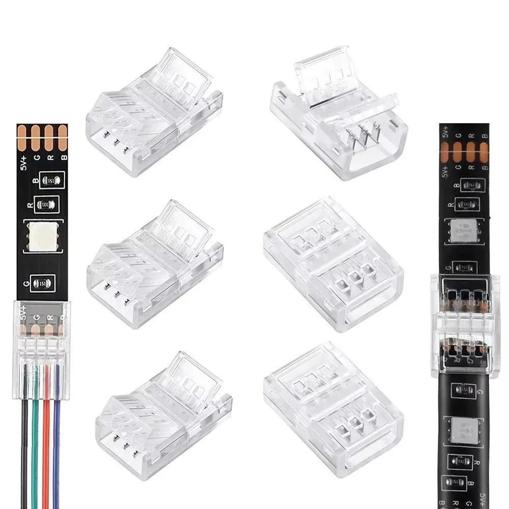 

2Pin 3Pin 4Pin 5Pin LED Strip Connector Solderless 10MM Crystal Buckle for Light Strip Head Transparent LED To Strips