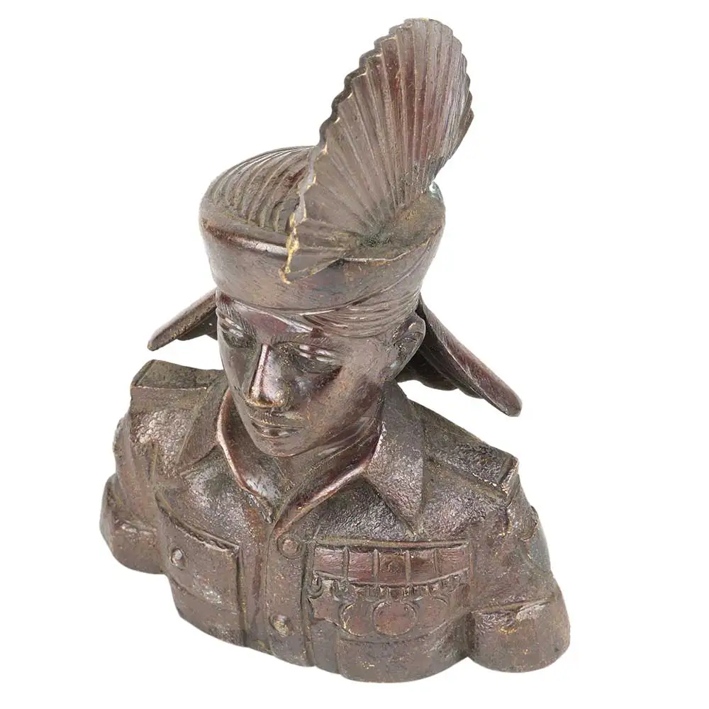 Handmade Antique Brass Indian Solider Gurkha Guard Bust Sculptures Figurine Statue Statement Pieces Decor Gift Items