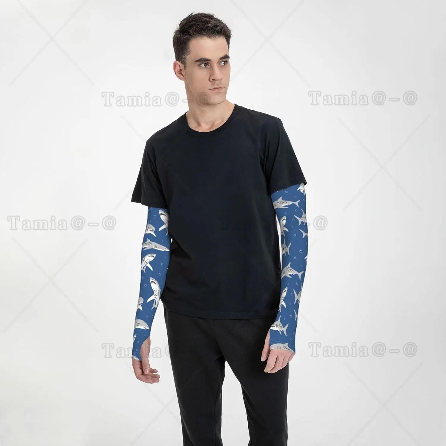 Shark Shooter Sleeves สําหรับผู้หญิงผู้ชาย Gardening Sun ปลอกแขนระบายความร้อนน่ารักปลอกแขนนน่ารัก