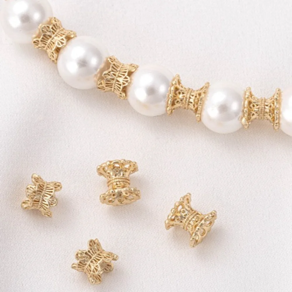 

Медная бусина 14-каратного золота, кружево, двусторонний цветок, бусина из бисера, браслет ручной работы, ожерелье, ювелирные аксессуары