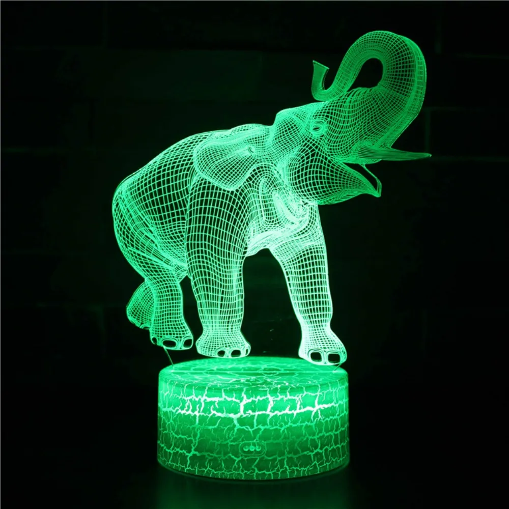 Lampka nocna LED ze słoniem 3D 7 zmieniająca kolor stół akrylowy USB pokój Lamp dekoracja dla dzieci prezent urodzinowy dla dziecka dziecko lampka nocna