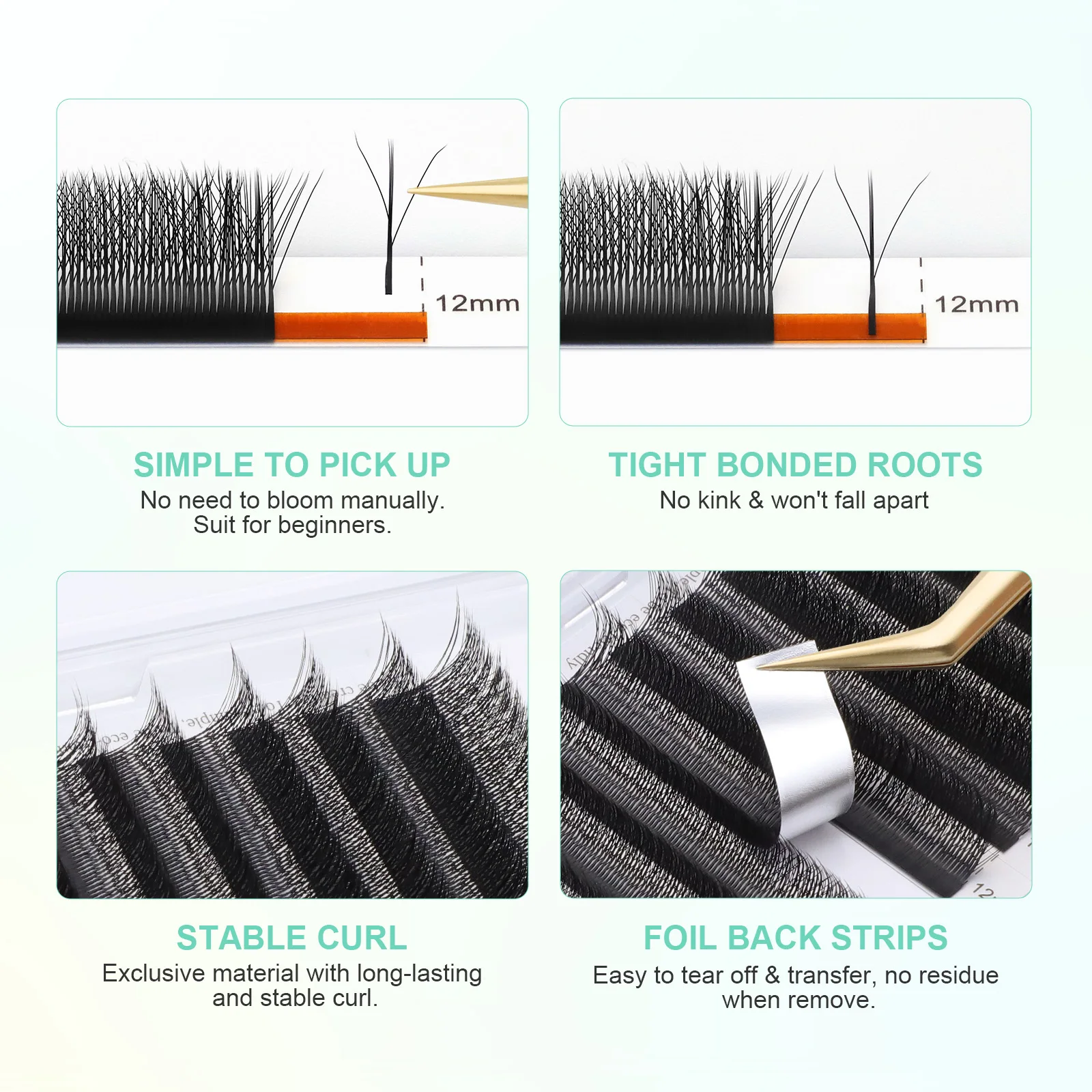 NAGARAKU Automatische Blumen-W-Volumenform 3D Vorgefertigte Fächerwimpern Natürliche Weiche Leichte Einzelwimpern Volle Dichte Faux-Mink-Cluster – Detail 19