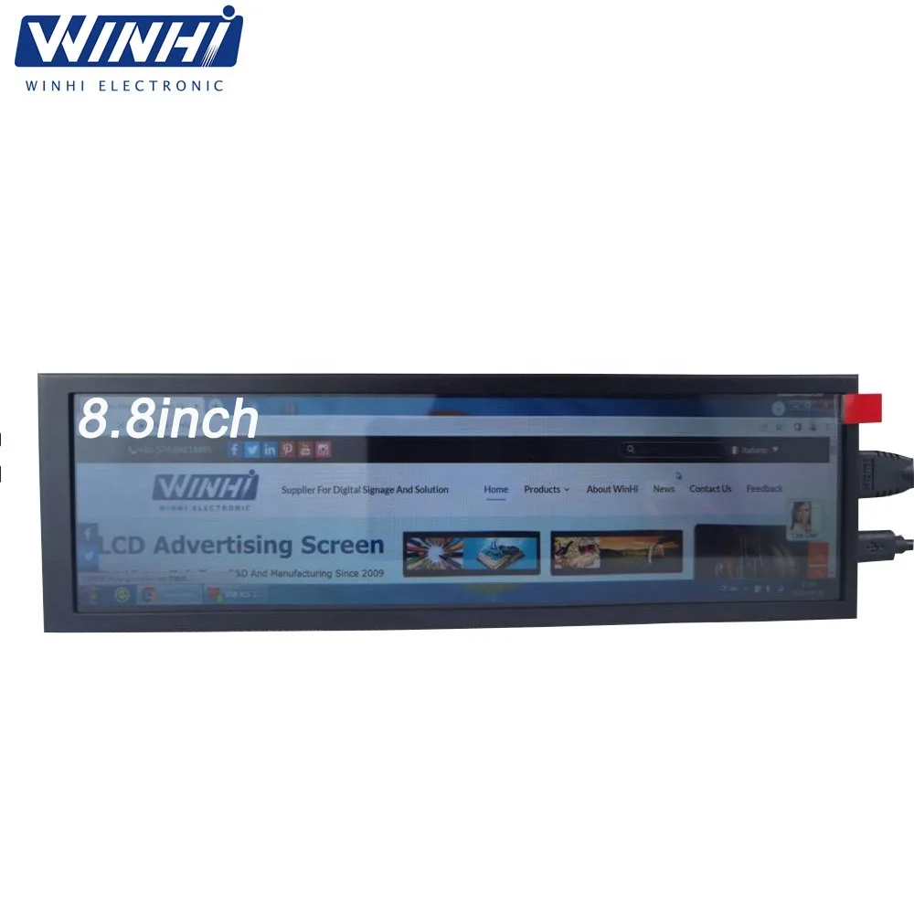 

8.8" Capacitive Touch 480x1920 Long Strip Portable Monitor Stretched Bar LCD Second Screen USB Aida64 Sub Display CPU GPU HD-MI