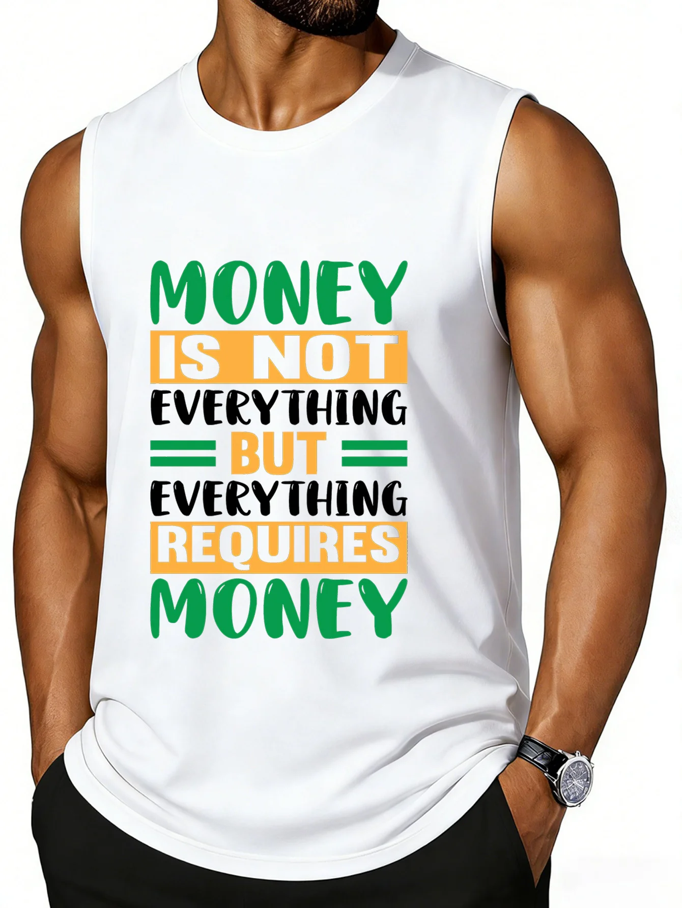 CLOOCL Money Isn't Everything, But Nothing Is Possible Without It Printed Vest Fashion Sports Vests Summer Casual Top
