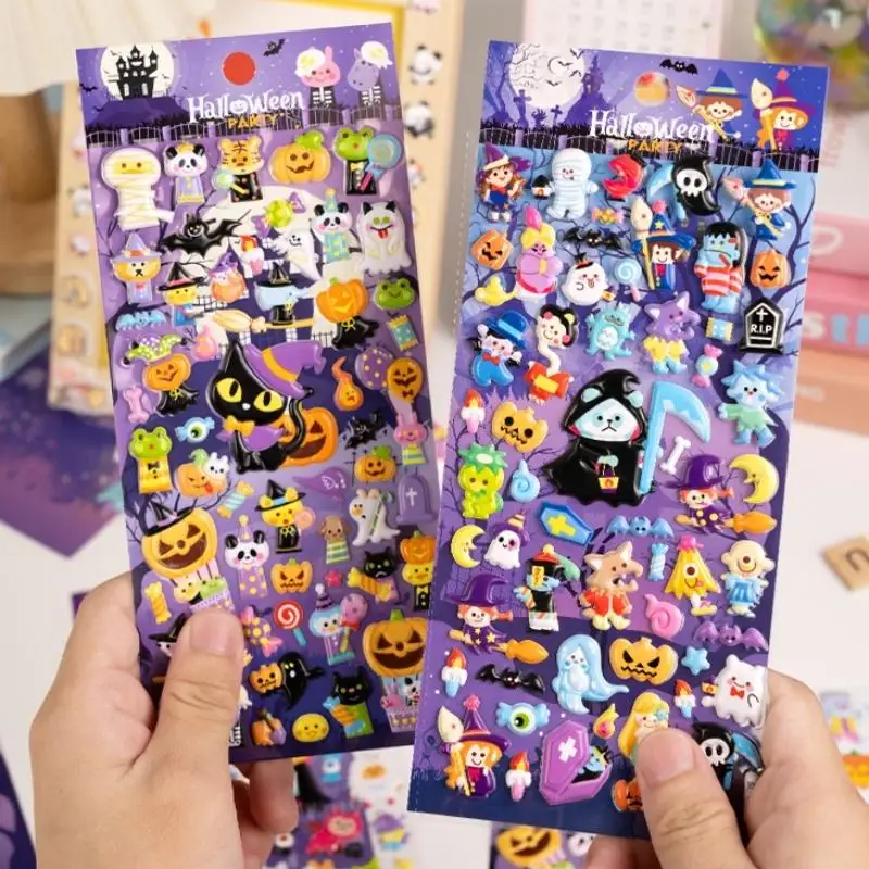 New 1Pcs Funny Pumpkin  Ghost Halloween 3D Puffy Stickers Scrapbooking Decoration Journal Sticker DIY Diary Stationery Sticker