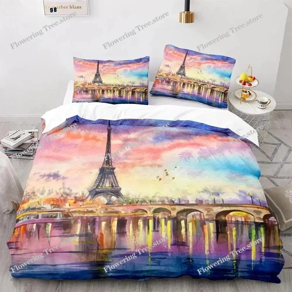 Eiffel Tower Bedding Duvet Cover Set 3d Digital Printing Bed Linen Fashion Design Comforter Cover Bedding Sets Bed Set