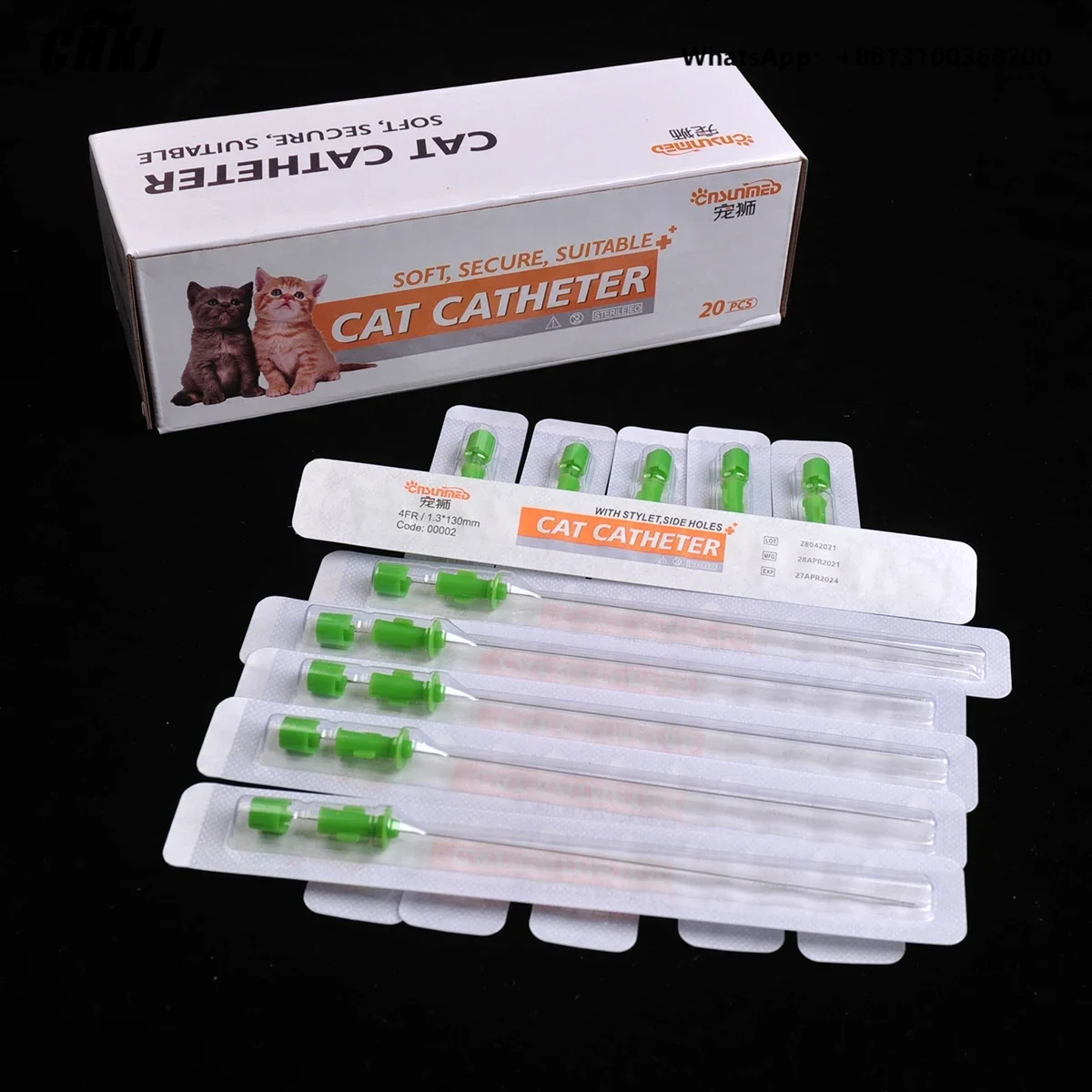 Pet Urine Catheter with Probe Cat Urinary Catheter Urine Channel Sterile Urinary Stone Urinary Tract Obstru Suture 1.0/1.3mm