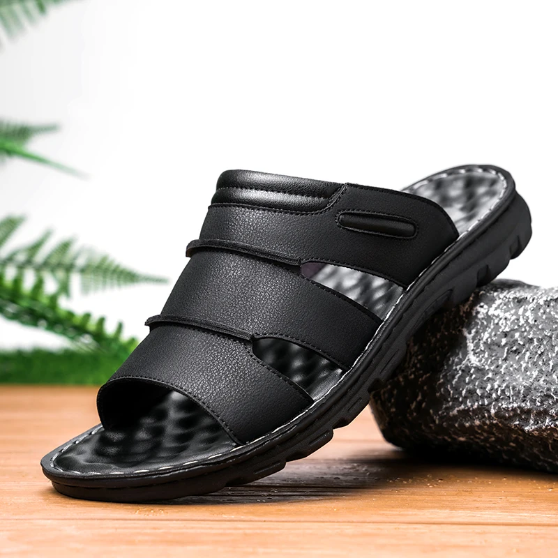 Men's Casual Slide Sandals with Adjustable Straps for Comfortable All Day Wear, Perfect for Beach, Poolside or Daily Errands, Du
