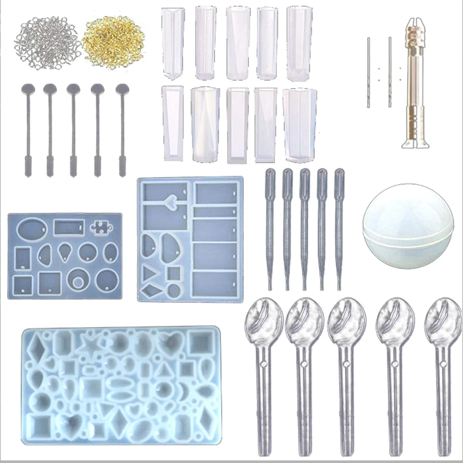 

Набор для изготовления браслетов и подвесок из эпоксидной смолы, Прозрачная силиконовая форма с пипеткой, мешалка для ногтей, форма из пищевого силикона для эпоксидной смолы