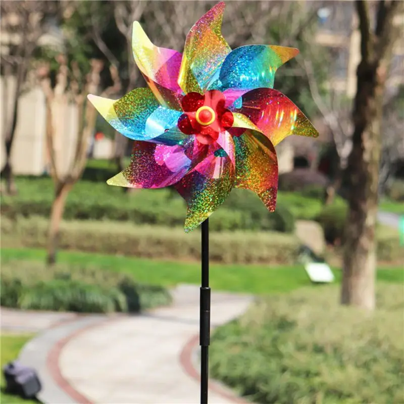A84E-12Pcs Sparkly Wind Spinners For Yard And Garden, Lawn Yard Decorations Colorful Pinwheels Reflective Whirligigs Windmill