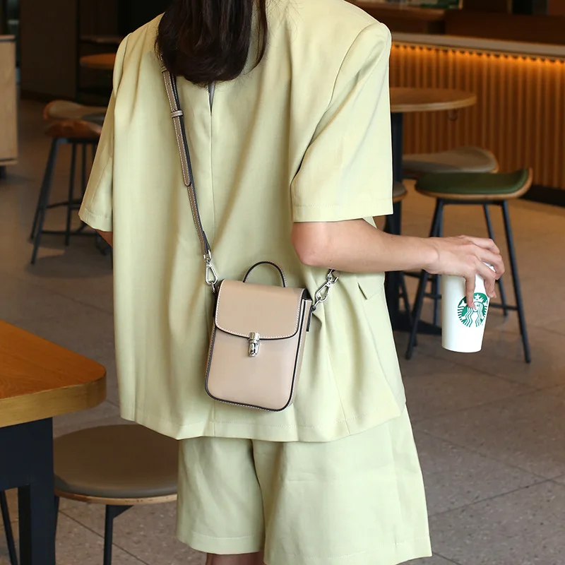 Lady Fashion Split Leather Messenger Bags Mini Square Single Shoulder Bag For Women Leisure Cross Body Bag Female Purse New 2022