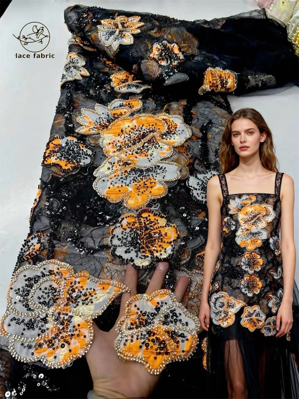 

African French Mesh Lace Fabric 2026 High Quality Nigerian African Beaded Sequins Lace Fabric for Women Evening Party Dresses