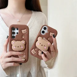 Cute stand cotton bear phone case for Samsung Galaxy s24ultra s23ultra s23fe s21fe a12/m12 a13/a04s a14 a15 a24 a25 a35 a51/a31
