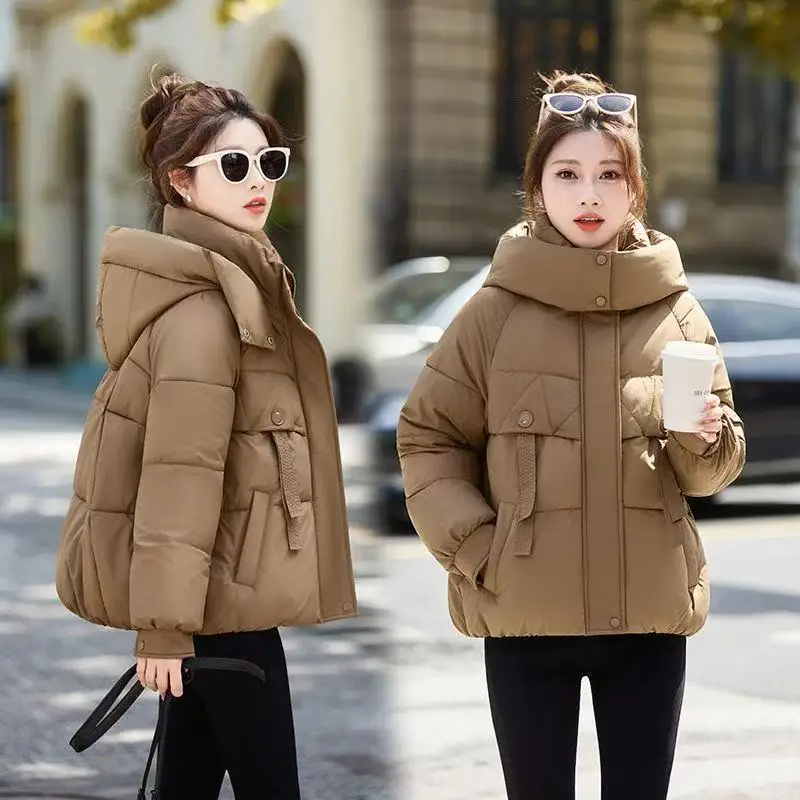 

Новая зимняя толстая теплая пуховая хлопковая куртка женская корейская свободная повседневная куртка с капюшоном женские куртки-парки верхняя одежда пальто женское