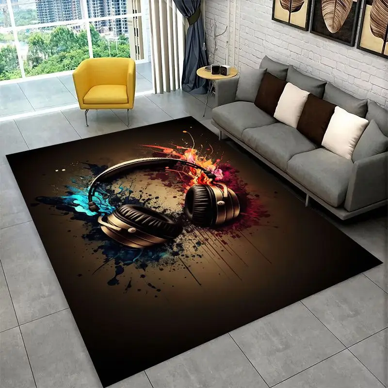 Fashion Musical Note Instrument Staff Art Large Area Rug Non-slip Durable Carpet for Bedroom Living Room Sofa Doormat Home Decor
