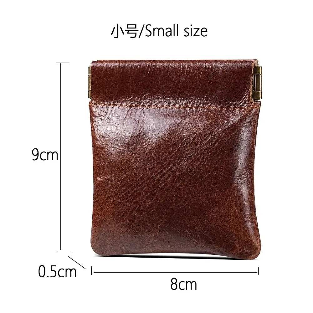 3 Size Options Coin Purse Automatic Closing Genuine Leather Jewelry Pouch Multi-Size Compact Design Squeeze Coin Purse
