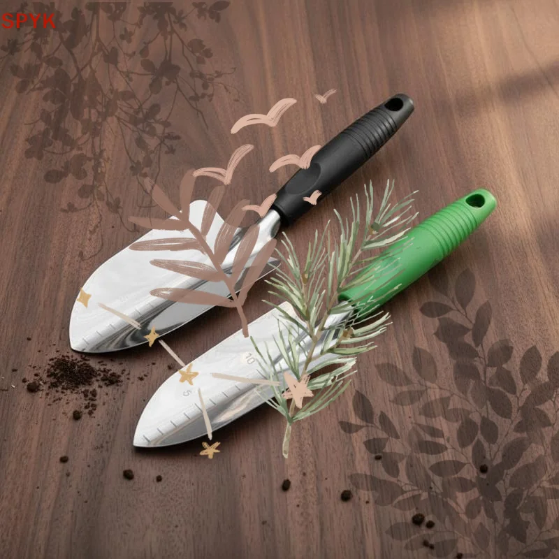 Stainless Steel Garden Trowel With Depth Markings Ergonomic: Soft Grip Handle Planting Transplanting Heavy