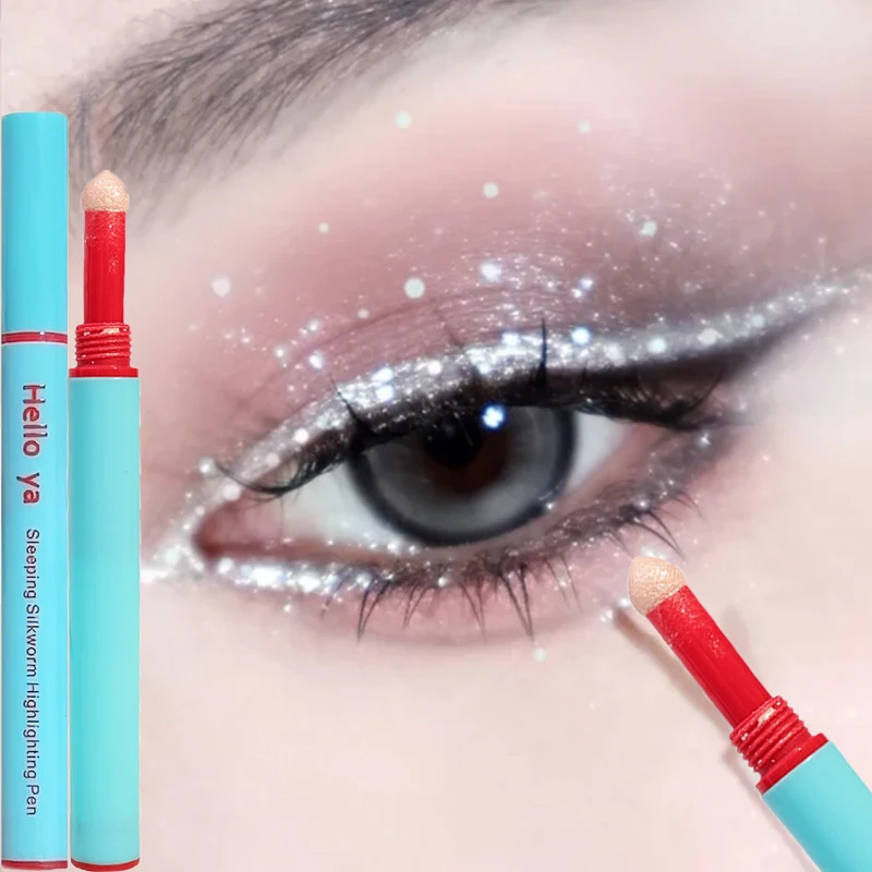 Dauerhafte Erhellen Augenlid Highlighter Lidschatten Stift Diamant Glänzend Wasserdicht Schwamm Kopf Eyeliner Lidschatten Liegen Seidenraupe Make-Up