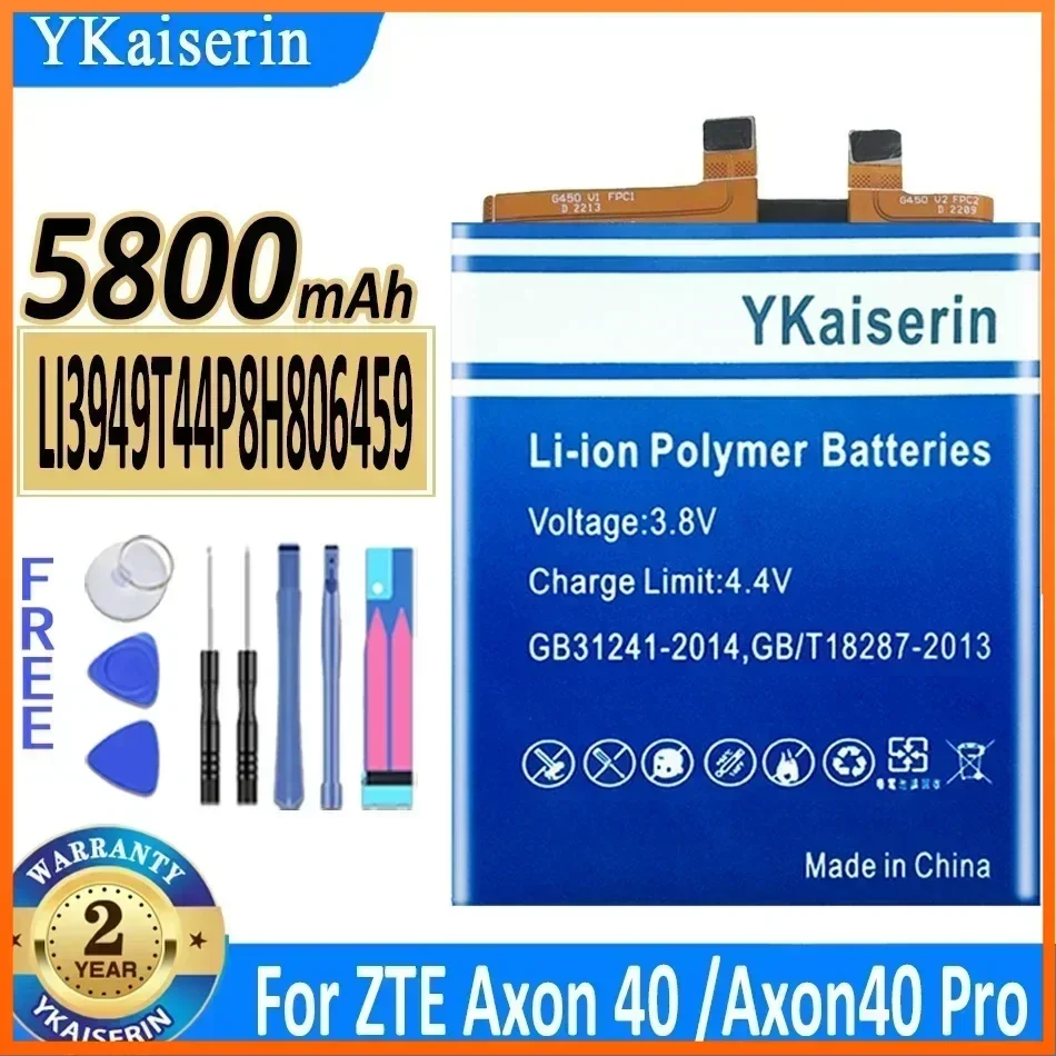 YKaiserin 5800mAh Battery LI3949T44P8H806459 for ZTE Axon 40 Ultra/Pro A2023P 40Pro A2023 Moile Phone Batterie + Track Code