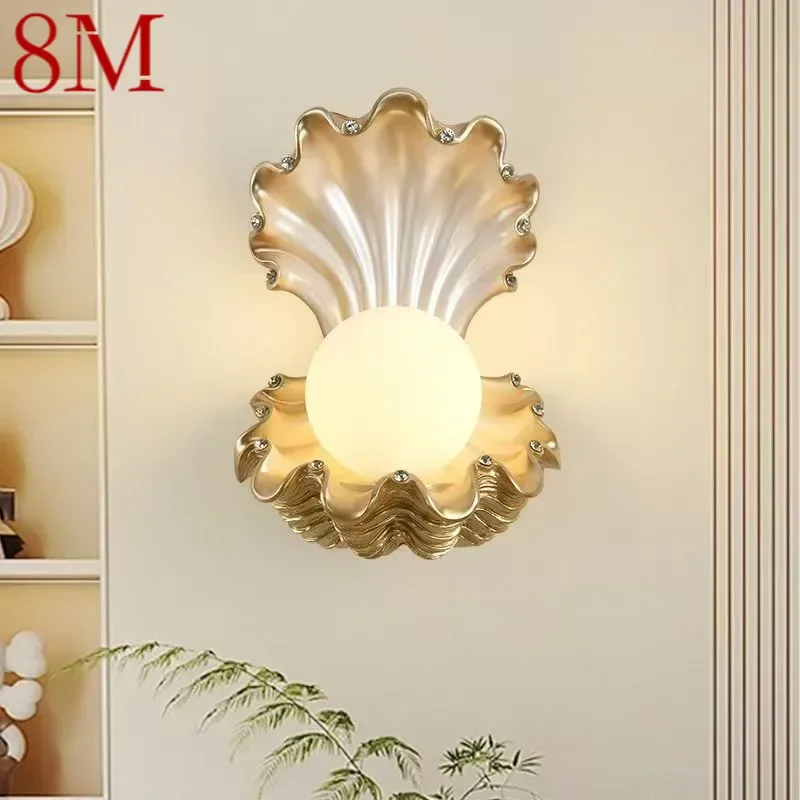 8M Contemporary Sea shells Wall Lamp Creative Living Room Bedroom Study Villa Hotel Children's Room Aisle Decoration Light