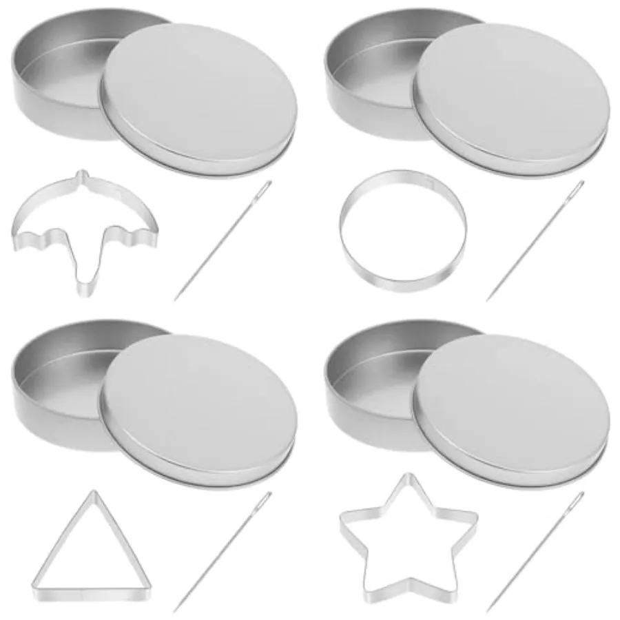 

Set of 12 Korean Sugar Candy Making Tools Dalgo Stainless Steel Cookie Cutters Game Kit Mold with Umbrella Triangle Round Bisc