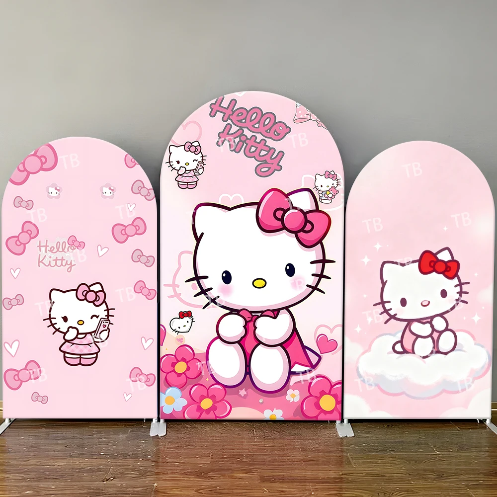 

Hello Kitty Pink Sweet Style Arch Backdrop Cover Cute Cartoon Scene For Kids Birthday Baby Shower Photo Booth Decor Background