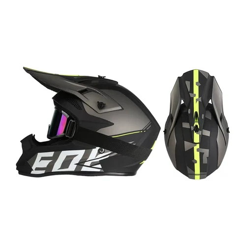 Imagen 2 del producto Casco de motocicleta todoterreno, casco completo de rally cuesta abajo con gafas, adecuado para todas las estaciones para hombres, mujeres y niños