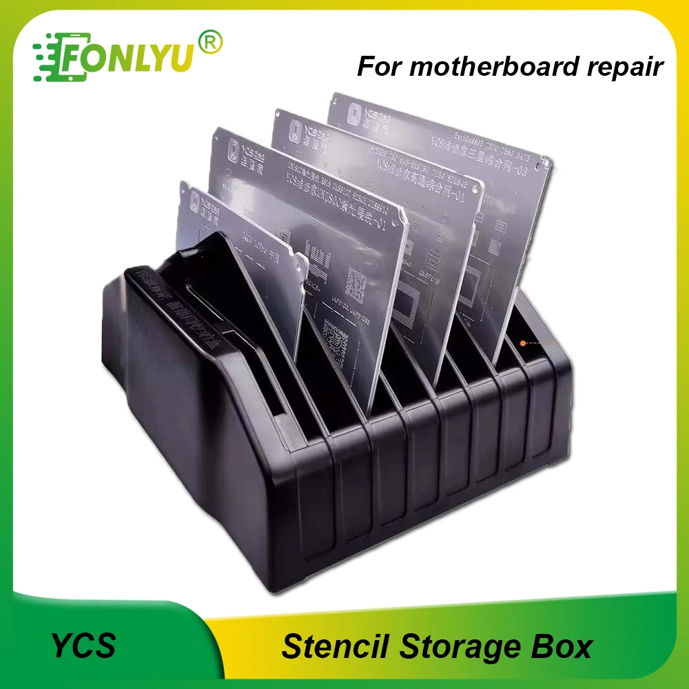 

YCS Tin Planting Net BGA Stencil Plastic Storage Box For Collection Sorting of Steel Mesh Holder Phone Motherboard Repair Tools