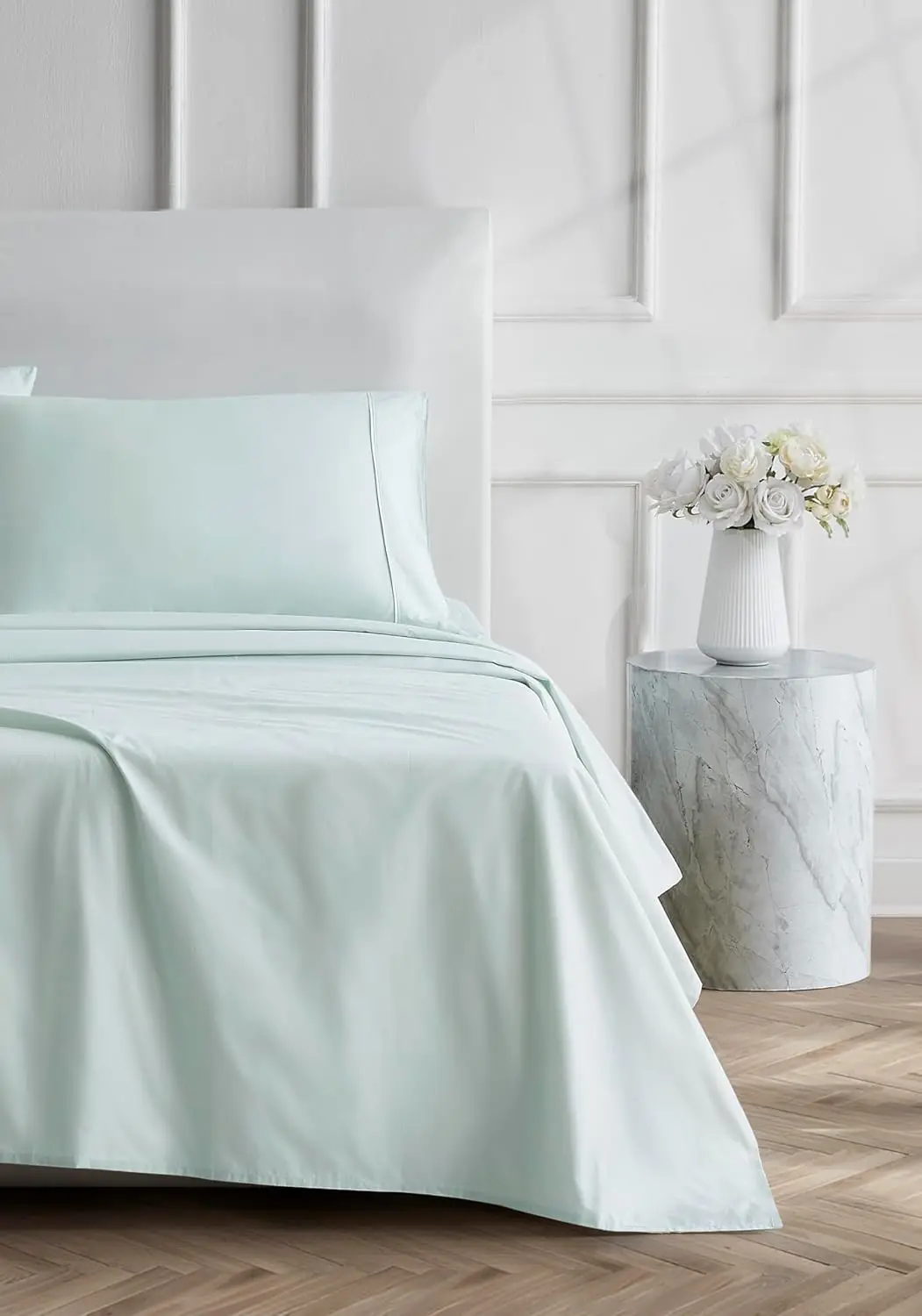 

Luxury Cotton 400 Thread Count Ultimate Cotton Percale 4-Piece Sheet Set, King, Sea Green