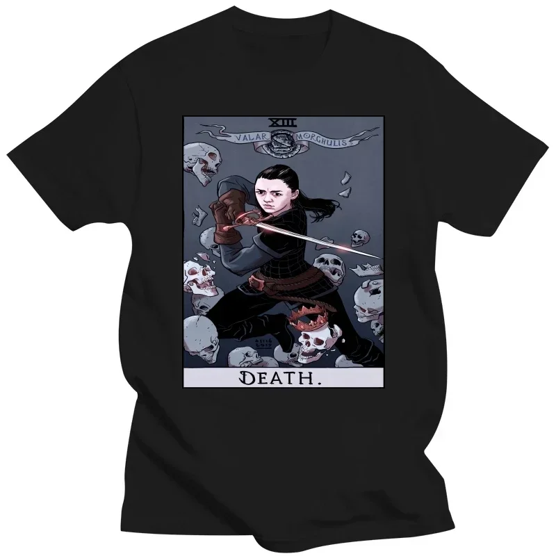 Arya Stark Got T-Shirt Tarot Card Death Valar Morghulis TShirt Summer Men Cotton T-shirt Hip Hop Tees Harajuku manga man style.