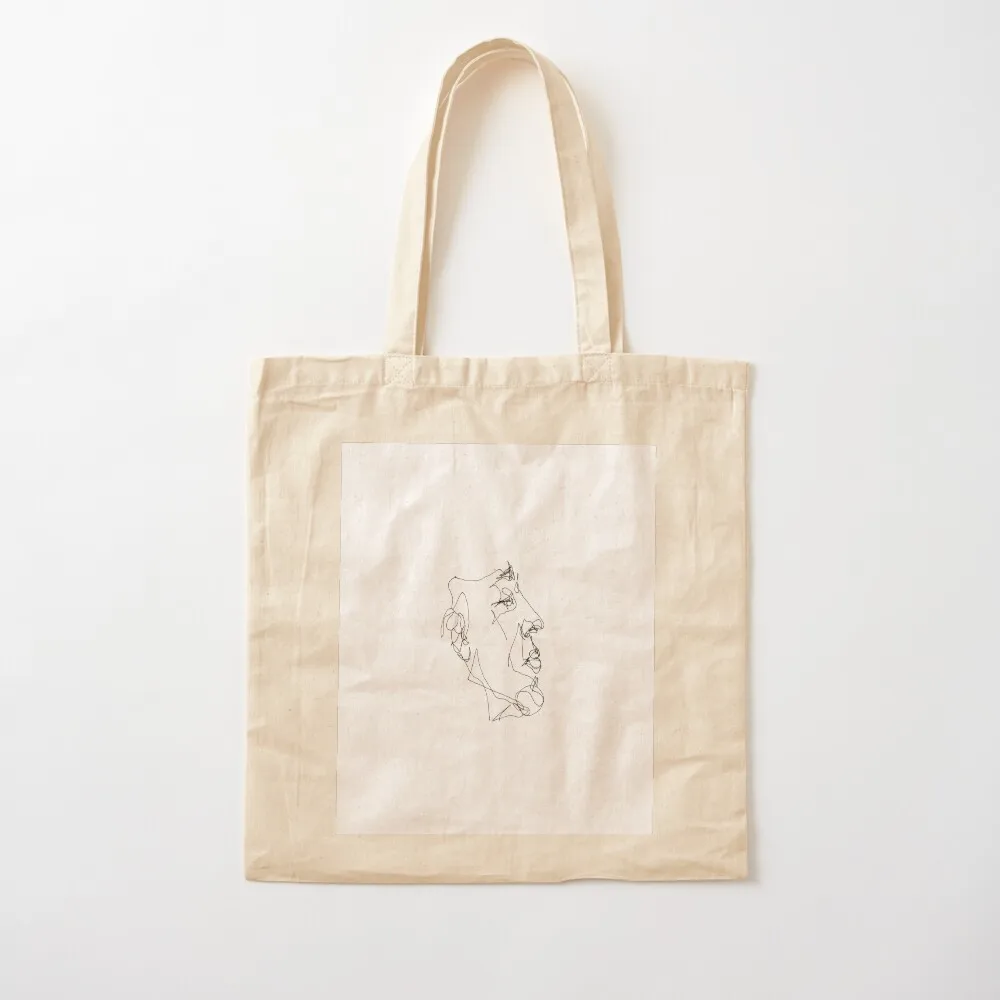 Black and white line drawing side profile portrait face Tote Bag hand bag hand bags Shopper Canvas
