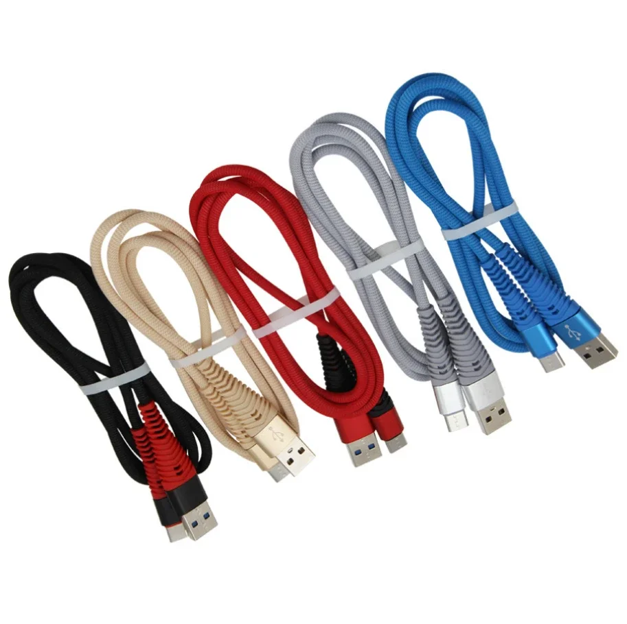

500pcs Nylon Data Cable Fast Charging 8Pin Type C Micro USB Charge Cables for iPhone iPad Huawei Xiaomi Samsung Android Phone
