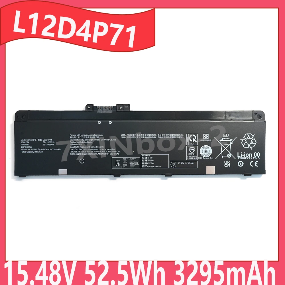 NEW L23D4P71 15.48V 52.5Wh 3295mAh Laptop Battery For Lenovo ThinkPad T14 Gen 5 Gen 6 P14s Gen 5/6 Series L23M4P72 L23B4P70