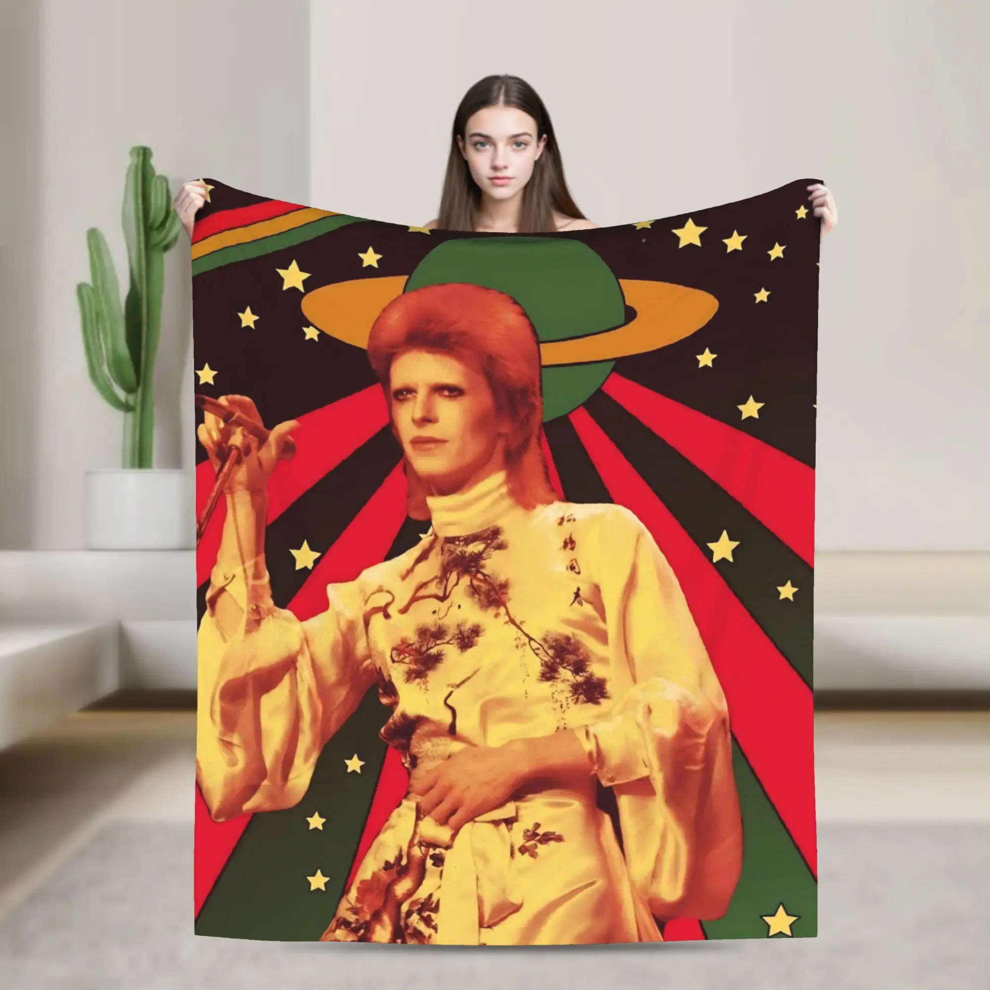 Davides Bowies Throw Blanket for Couch  Soft Cozy Plush Blanket 50x60 Inches Multi-size Bedspread for All Seasons