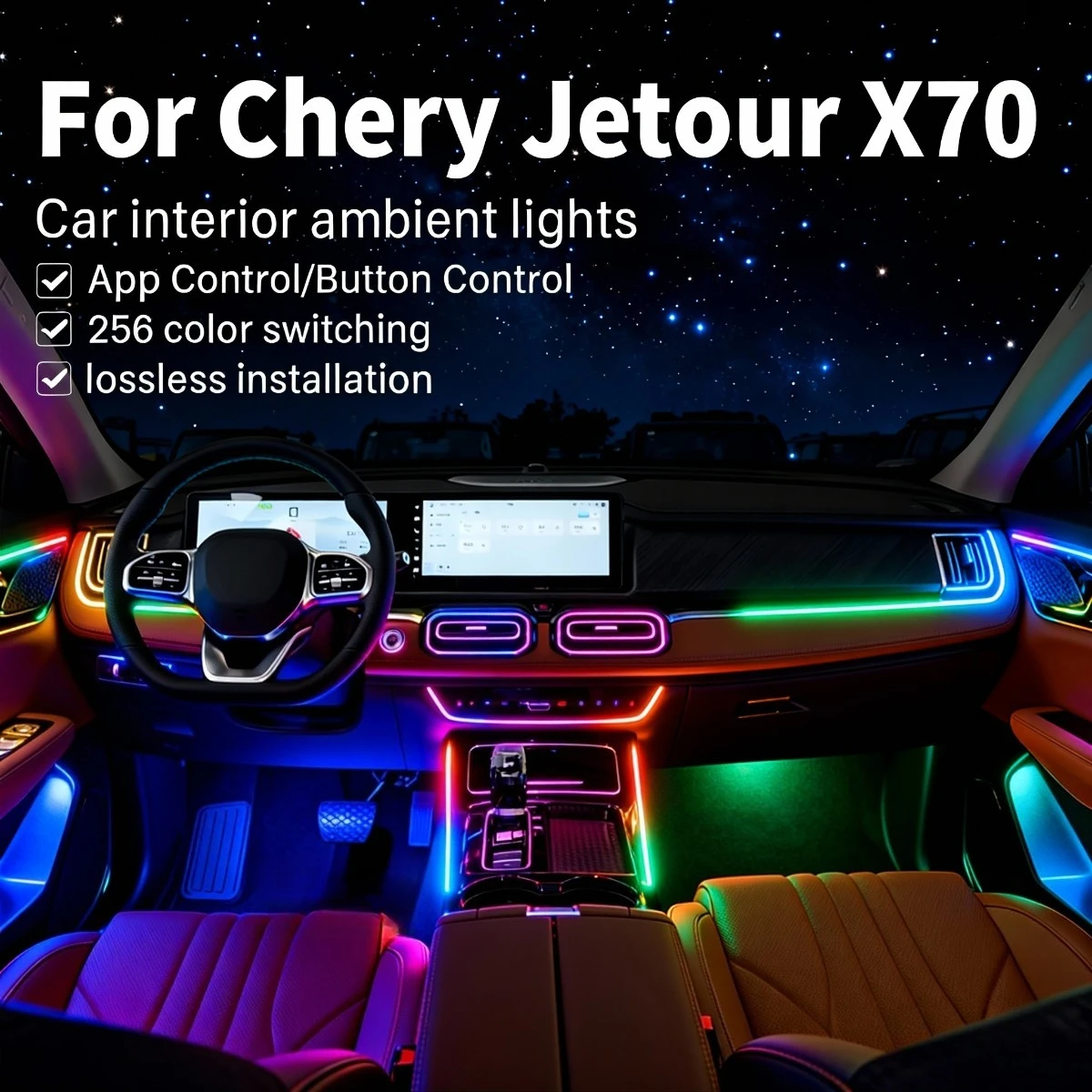 

22в1 RGB интерьер автомобиля акриловые автомобильные окружающие освещение RGB скрытая акриловая полоса украшения атмосферные аксессуары для Chery JetourX70