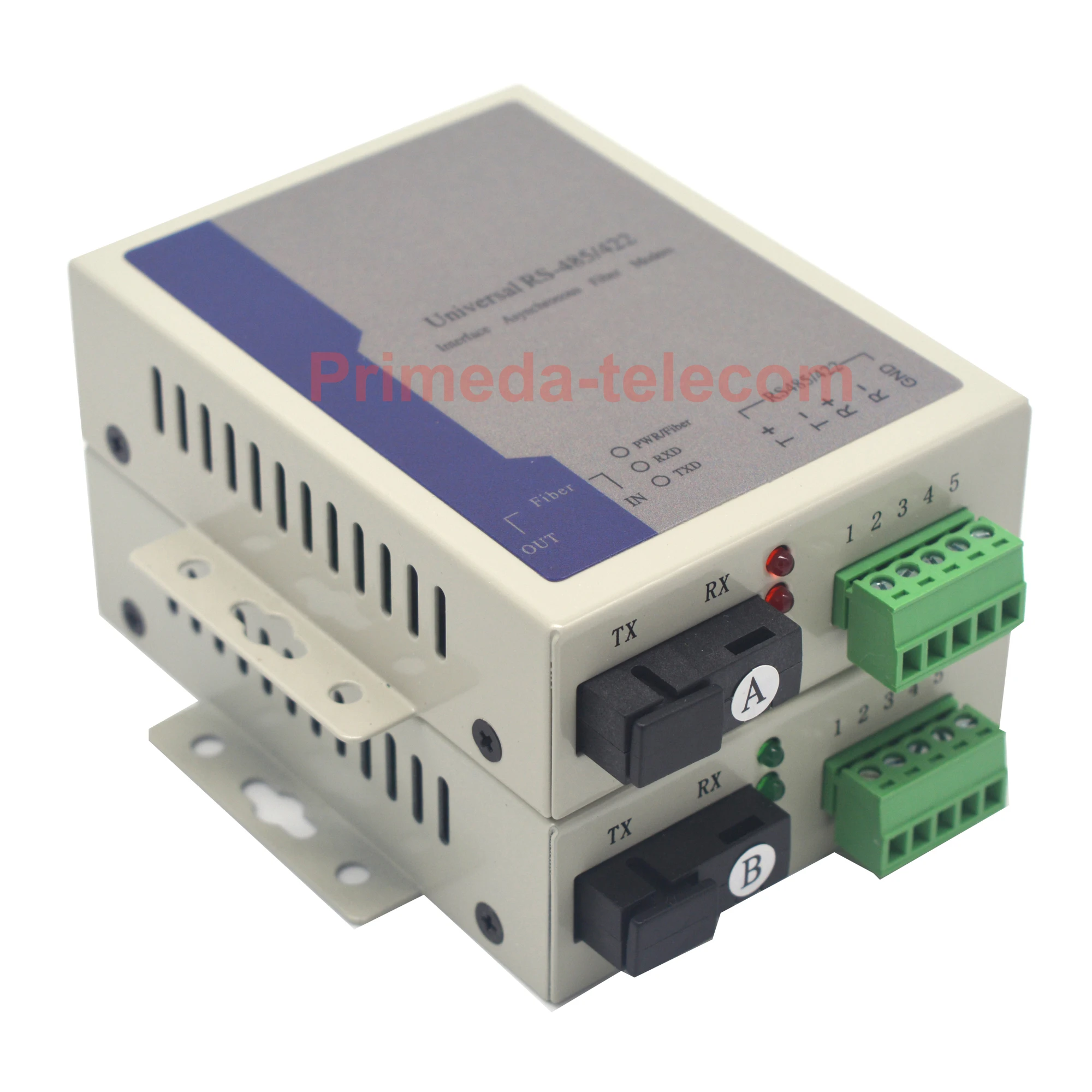 2xRS485/RS422 data over fiber optic Extenders Converter Adapters, SC Singlemode single fiber up 20Km, Mulitmode up 500m A set