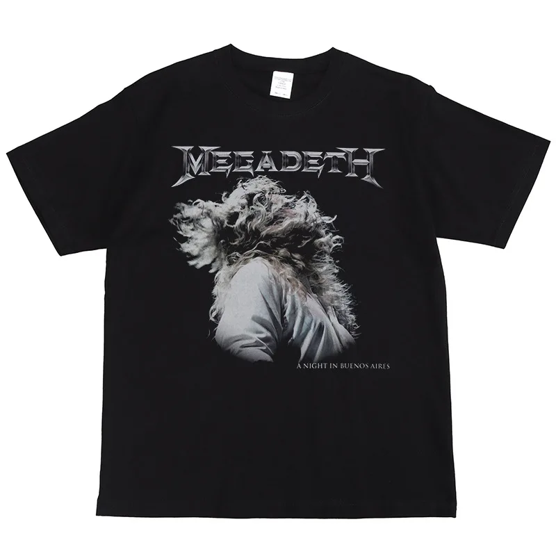 

Streetwear T Shirt MEGADETH Rock Band Print Cotton Tee Short Sleeve Men's T Shirt Hip Hop Vintage Rock Band Fans Clothing Tops