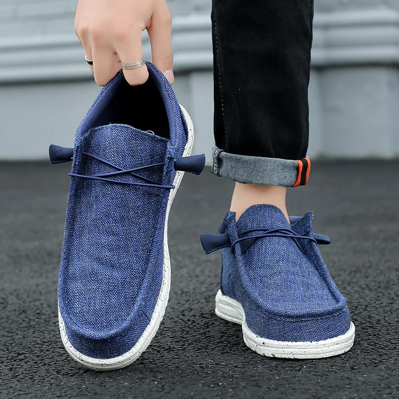 Autumn Blue Loafers for Man Shoes Big Size 48 High Top Men's Canvas Shoes Comfy Soft Sole Casual Shoes Men sapatos masculinos