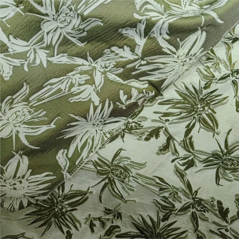 Chinese-style soft drape floral embossed jacquard fabric for women's dresses and shorts
