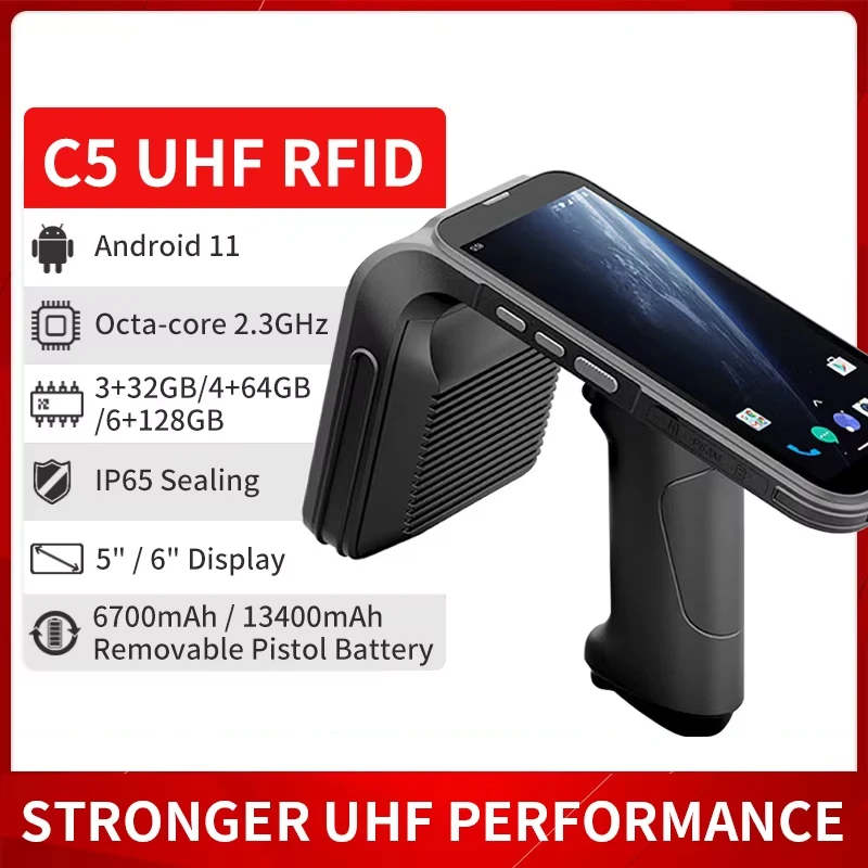 Chainway C5 IP65 Waterproof Handheld PDA with Big Screen 2D Newland Barcode Scanner Fingerprint Reader NFC UHF RFID Data Collect