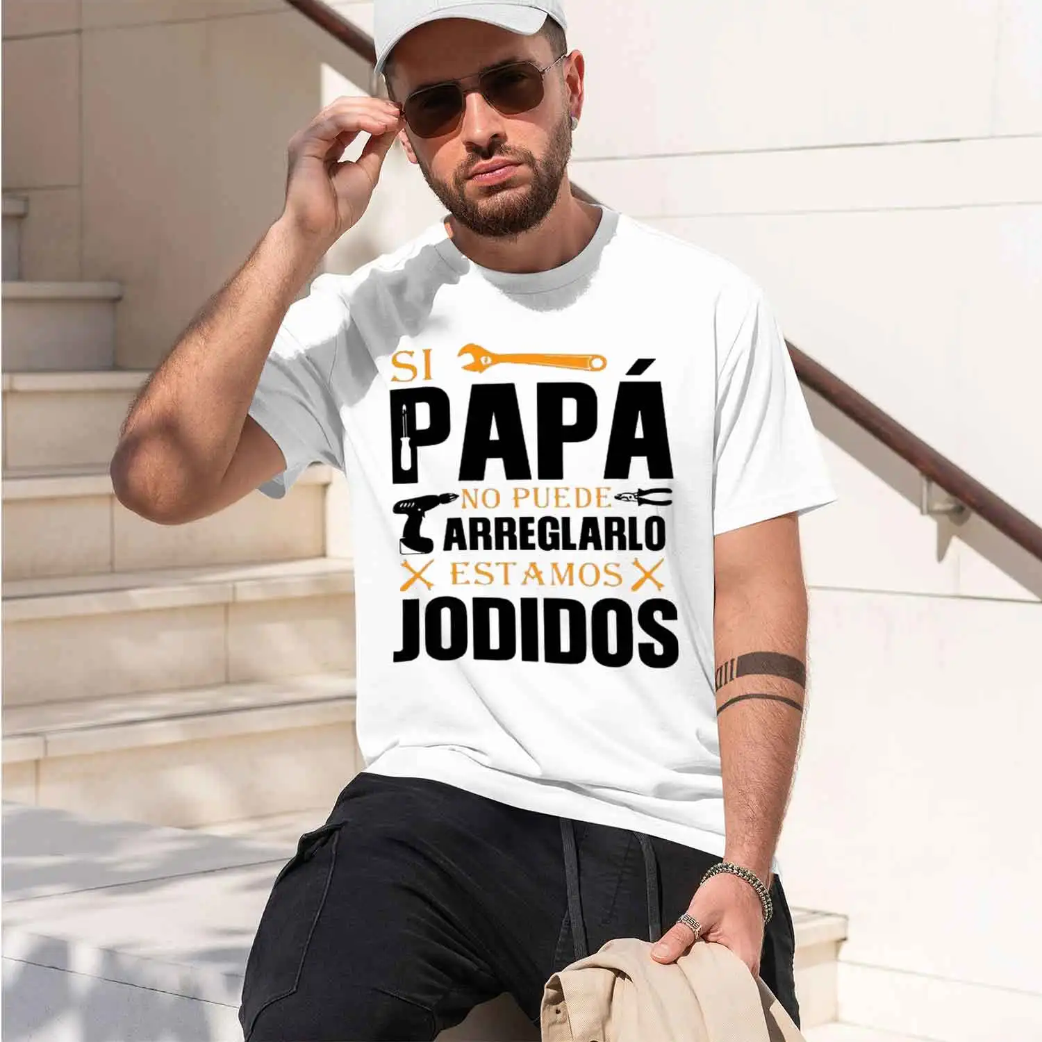 If Dad Can't Fix It We're Screwed T Shirt Retro Spanish Father Gift Urban Style Printed T-Shirt Fashion Statement Shirt 2026 New