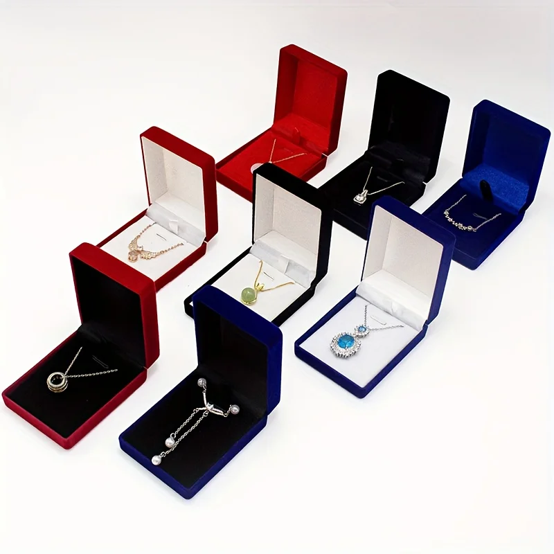 Collier, boîte à bijoux, intérieur en velours, boîte de rangement d'accessoires pour bracelets et boucles d'oreilles, convient pour la Saint-Valentin et le festival du printemps
